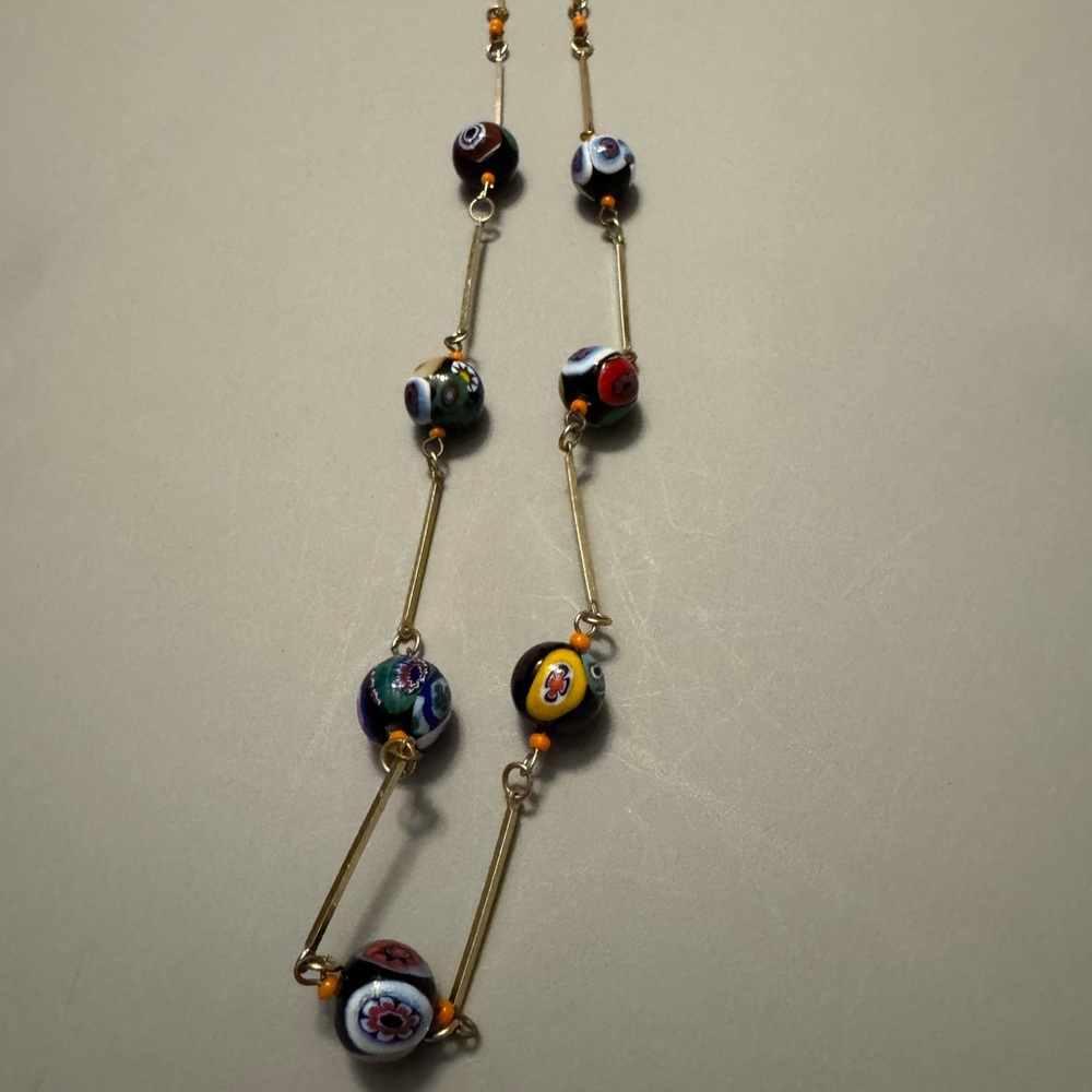 Elegant Multicolor Beaded Necklace vintage 20 inches long
